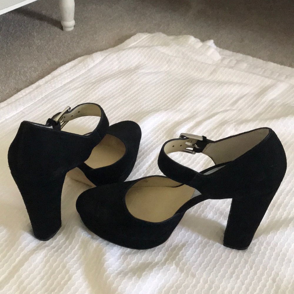 Black suede platform